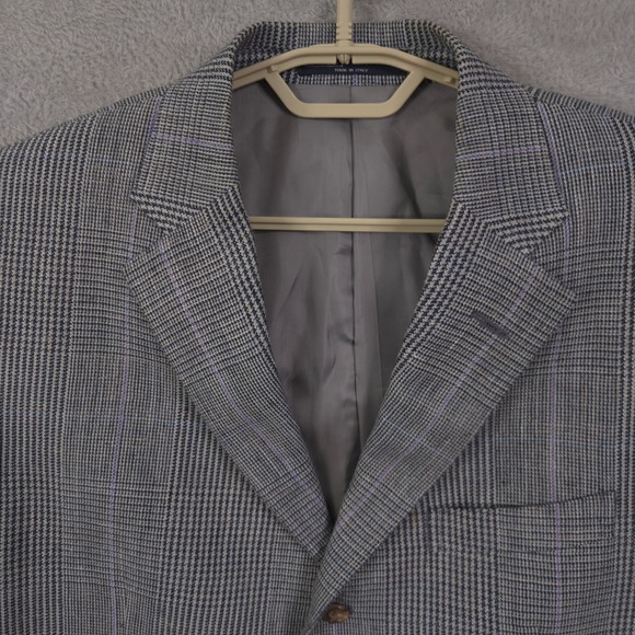 Polo by Ralph Lauren Blazer Men 44R Blue Plaid Tweed Wool Sport Coat Italy